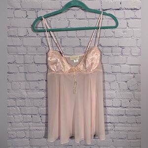 Inner Most Womens Sheer Beaded Sleeveless Top Pink S Coquette Fairy Balletcore
